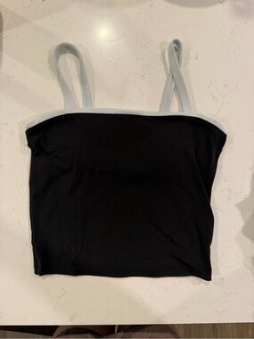 Black Athletic Tank Top with White Trim